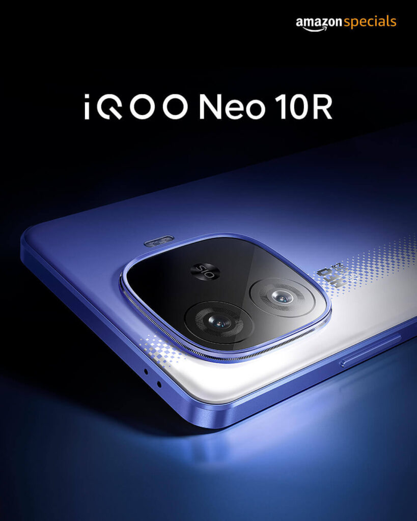 iQOO Neo 10R smartphone in Raging Blue and Moonknight Titanium color variants