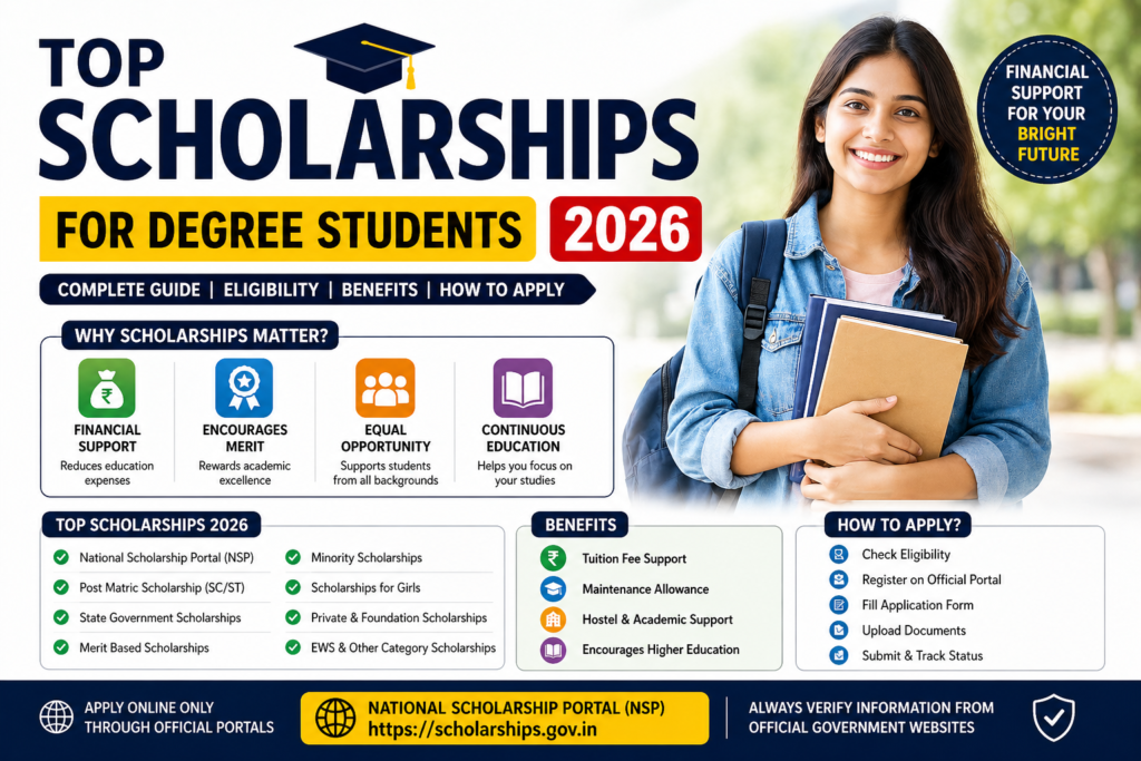 Top Scholarships for Degree Students in India 2026 – Complete List, Eligibility & How to Apply
