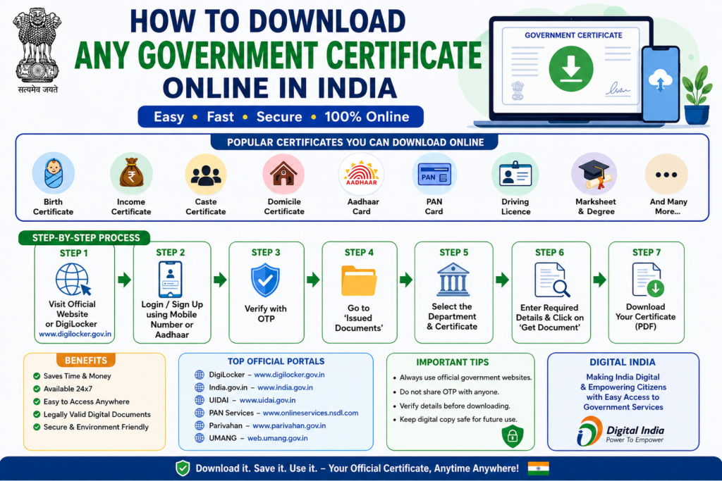 How to Download Any Government Certificate Online in India (2027)