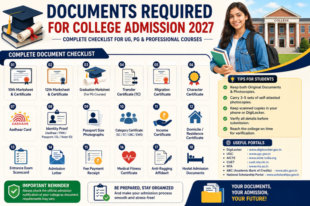Documents Required for College Admission 2027