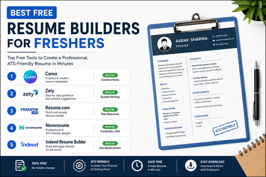 Best Free Resume Builders for Freshers (2026 Guide)