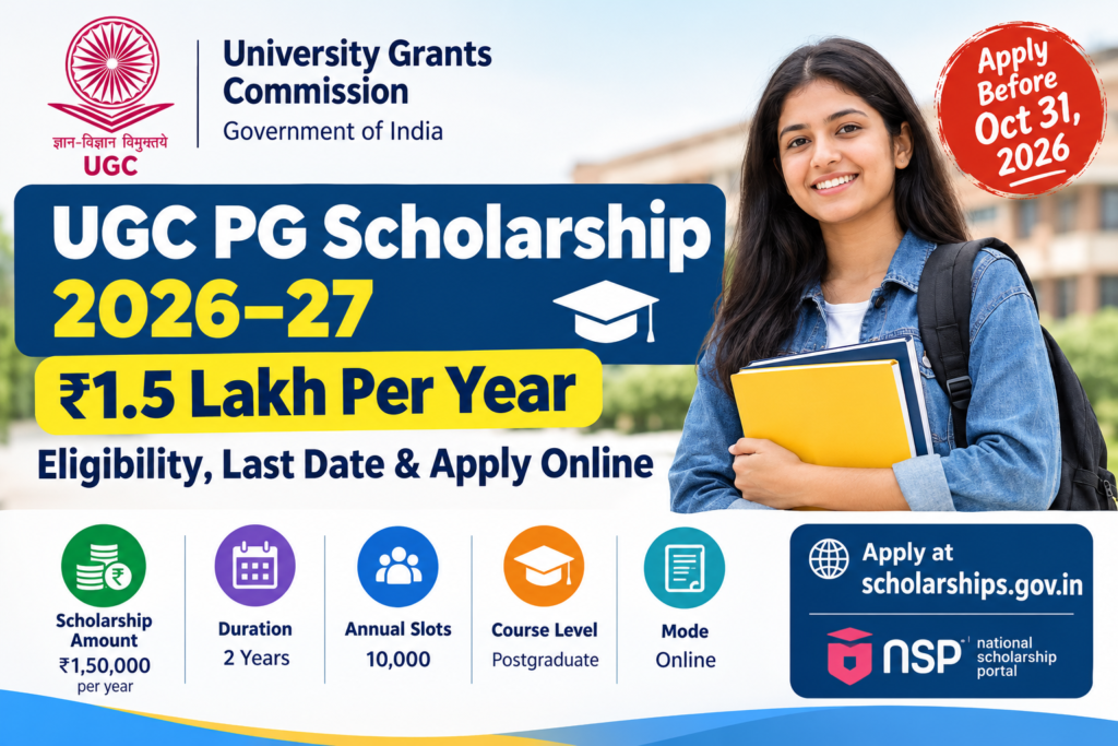 UGC National Scholarship for Post Graduate Studies 2026–27